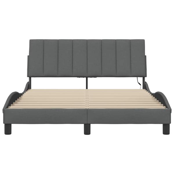 Bettgestell ohne Matratze Dunkelgrau 140x190 cm Stoff