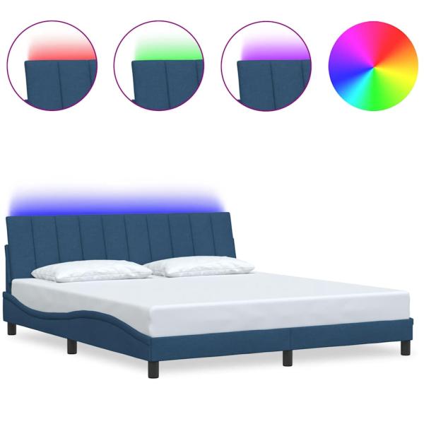 Bettgestell ohne Matratze Blau 180x200 cm Stoff