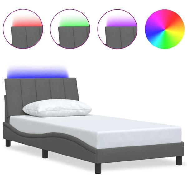 Bettgestell ohne Matratze Dunkelgrau 100x200 cm Stoff