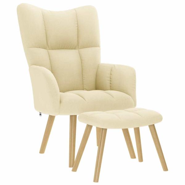 ARDEBO.de - Relaxsessel mit Hocker Creme Stoff