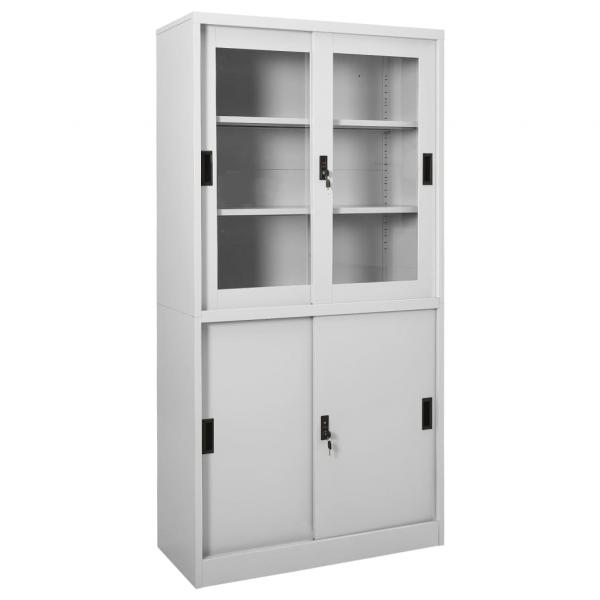 ARDEBO.de - Büroschrank mit Schiebetür Hellgrau 90x40x180 cm Stahl