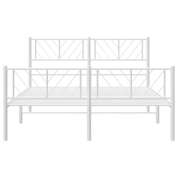 Bettgestell mit Kopf- und Fußteil Metall Weiß 160x200 cm