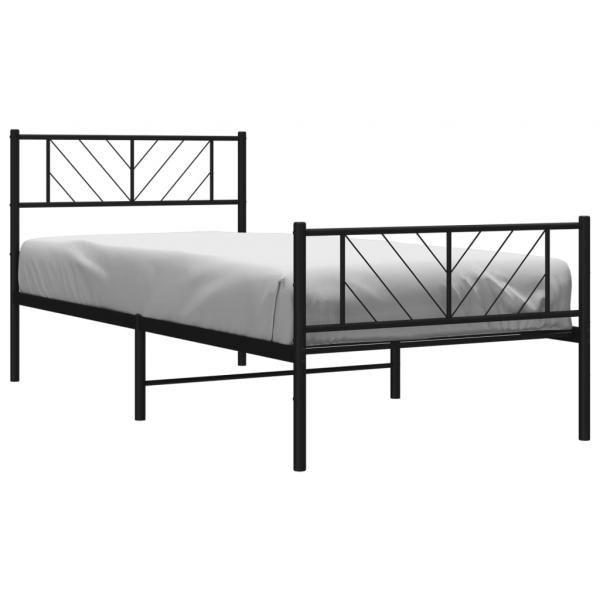 Bettgestell mit Kopf- und Fußteil Metall Schwarz 100x200 cm