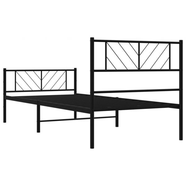Bettgestell mit Kopf- und Fußteil Metall Schwarz 100x200 cm