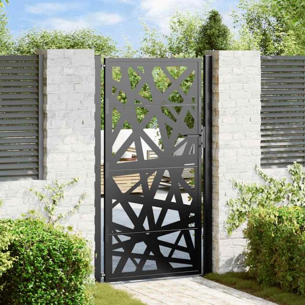 ARDEBO.de - Gartentor Schwarz 105x180 cm Stahl Lichtdesign