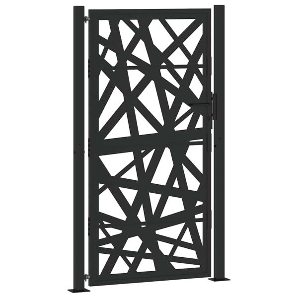 Gartentor Schwarz 105x180 cm Stahl Lichtdesign