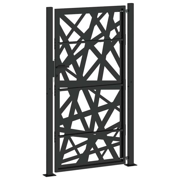 Gartentor Schwarz 105x180 cm Stahl Lichtdesign