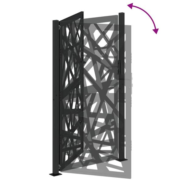 Gartentor Schwarz 105x180 cm Stahl Lichtdesign