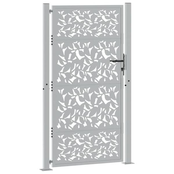Gartentor 105x180 cm Wetterfester Stahl Blatt-Design