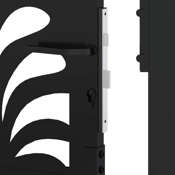 Gartentor Schwarz 105x155 cm Stahl Wellen-Design