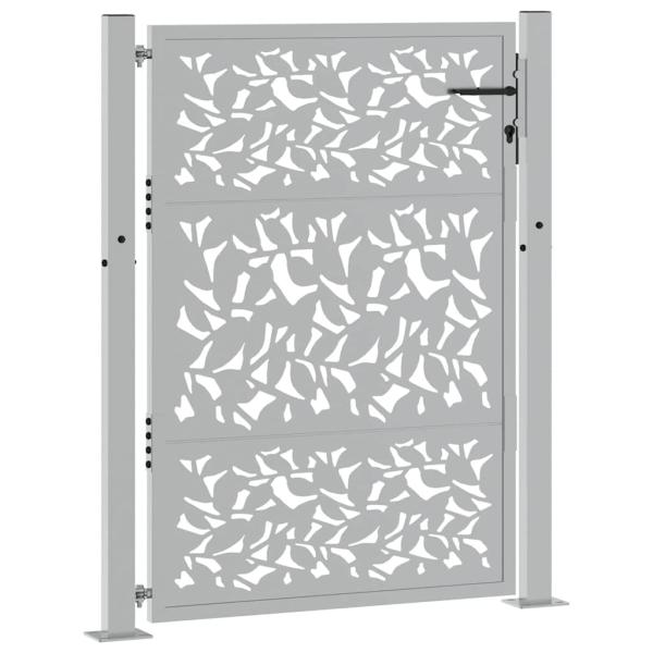 Gartentor 105x130 cm Wetterfester Stahl Blatt-Design