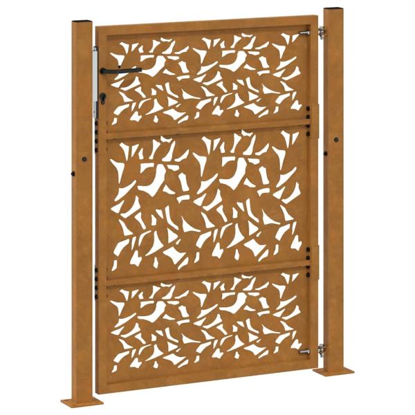 Gartentor 105x130 cm Wetterfester Stahl Blatt-Design