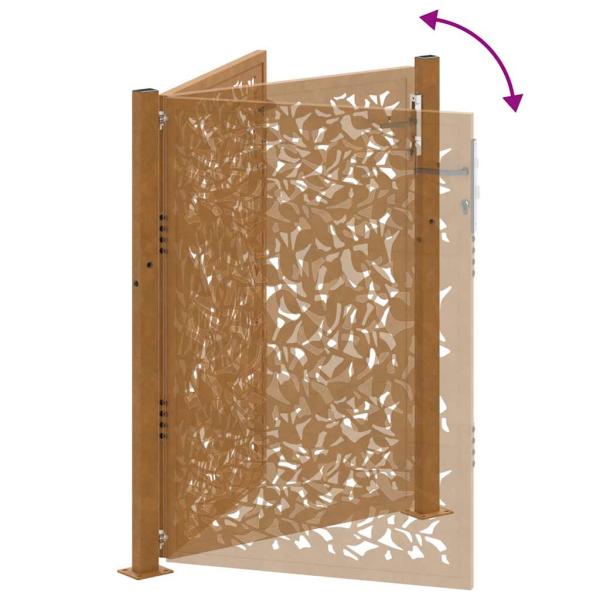 Gartentor 105x130 cm Wetterfester Stahl Blatt-Design