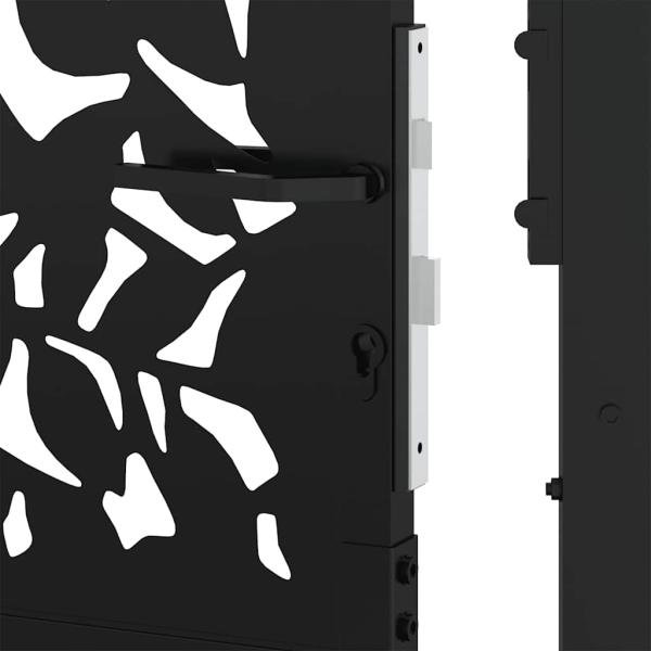 Gartentor Schwarz 105x105 cm Stahl Blatt-Design