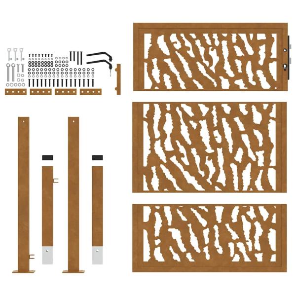 Gartentor 100x150 cm Verwitterungsstahl Trace-Design