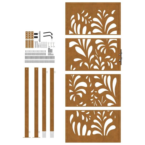 Gartentor 105x205 cm Wetterfester Stahl Wellen-Design