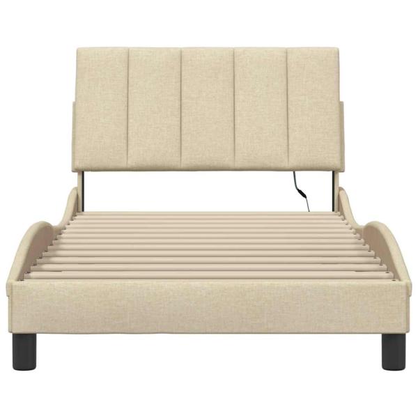 Bettgestell ohne Matratze Creme 100x200 cm Stoff