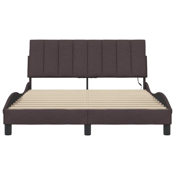 Bettgestell ohne Matratze Dunkelbraun 140x200 cm Stoff