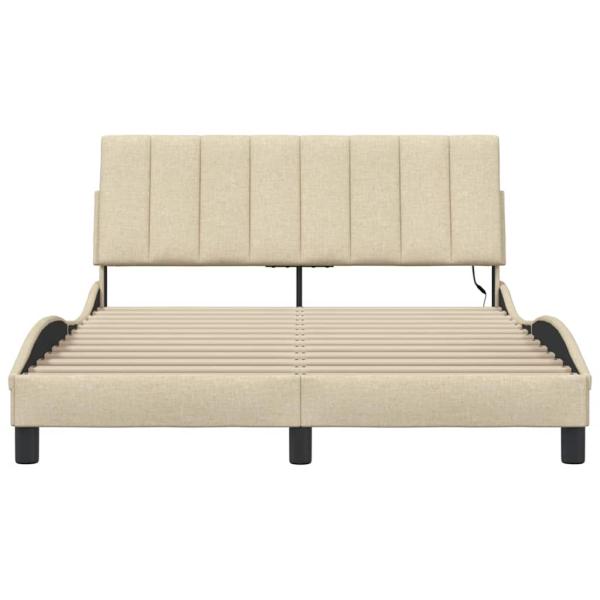 Bettgestell ohne Matratze Creme 140x200 cm Stoff