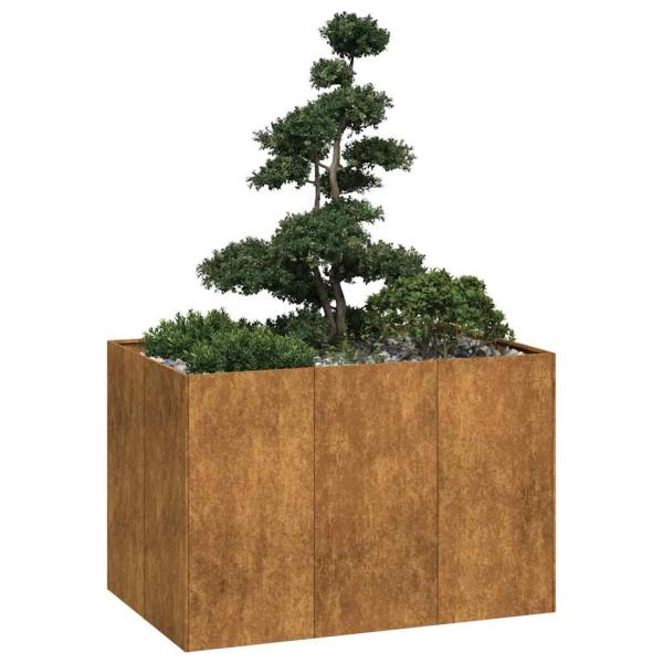 ARDEBO.de - Pflanzkübel Rostig 120x80x80 cm Wetterfester Stahl