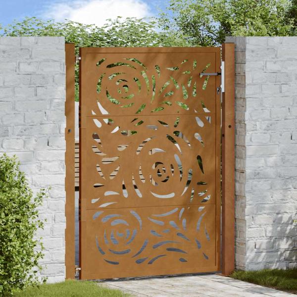 ARDEBO.de - Gartentor 105x130 cm Wetterfester Stahl Flammen-Design
