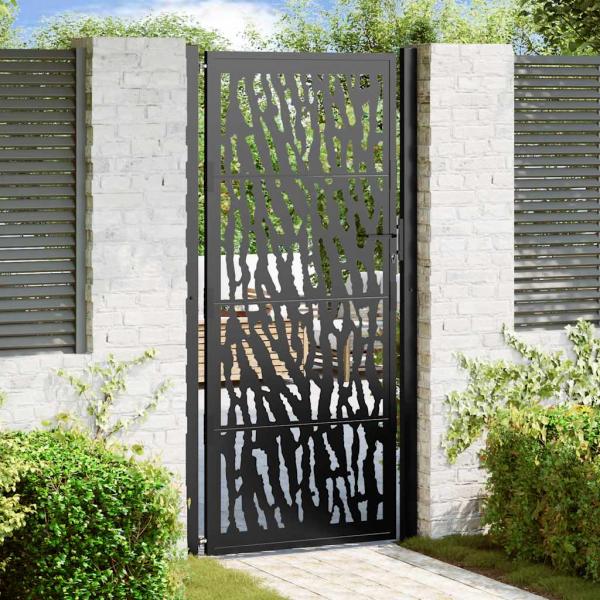 ARDEBO.de - Gartentor Schwarz 105x205 cm Stahl Spurendesign