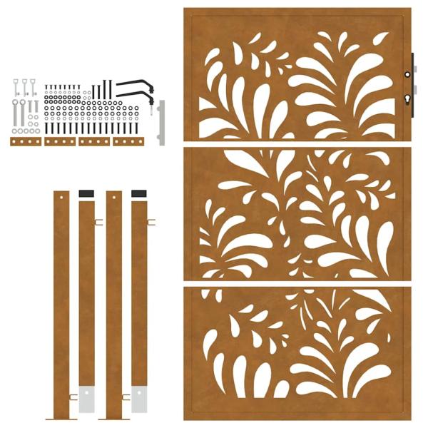 Gartentor 105x155 cm Wetterfester Stahl Wellen-Design