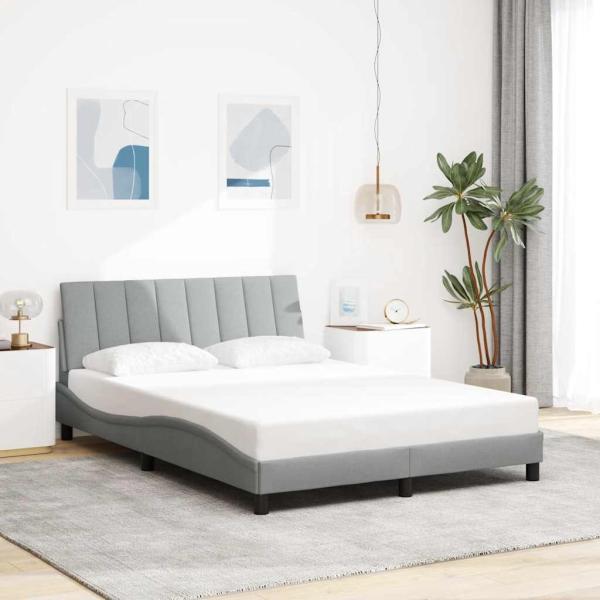 ARDEBO.de - Bettgestell ohne Matratze Hellgrau 140x190 cm Stoff