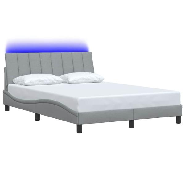 Bettgestell ohne Matratze Hellgrau 140x190 cm Stoff