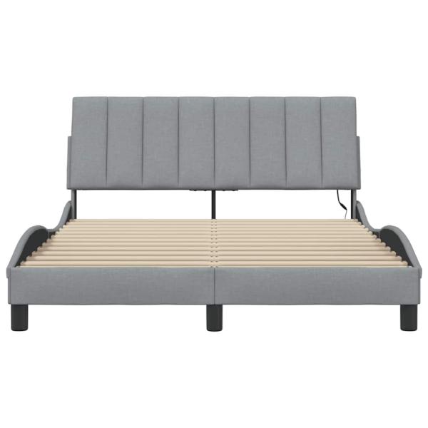 Bettgestell ohne Matratze Hellgrau 140x190 cm Stoff