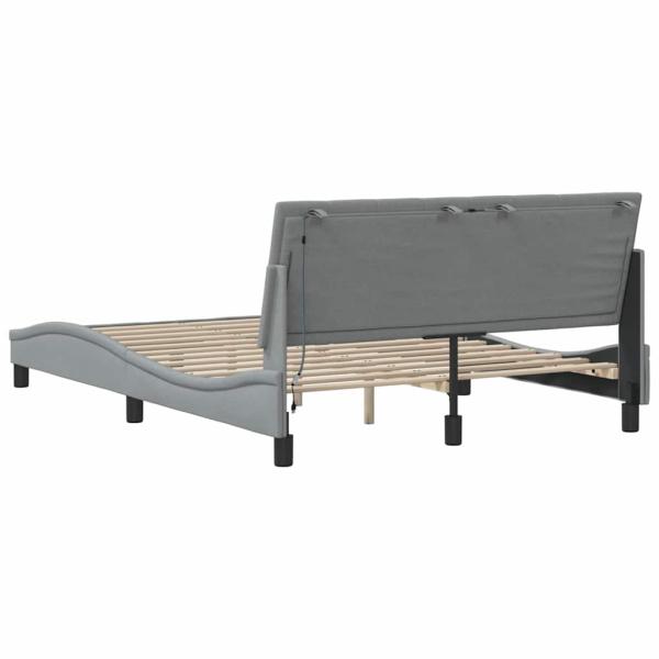 Bettgestell ohne Matratze Hellgrau 140x190 cm Stoff