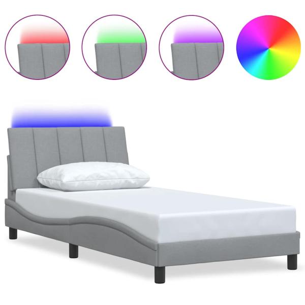 Bettgestell ohne Matratze Hellgrau 100x200 cm Stoff