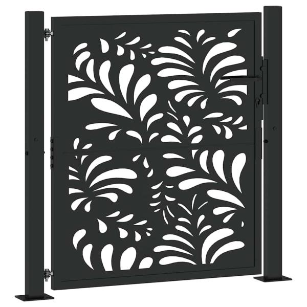 Gartentor Schwarz 105x105 cm Stahl Wellen-Design