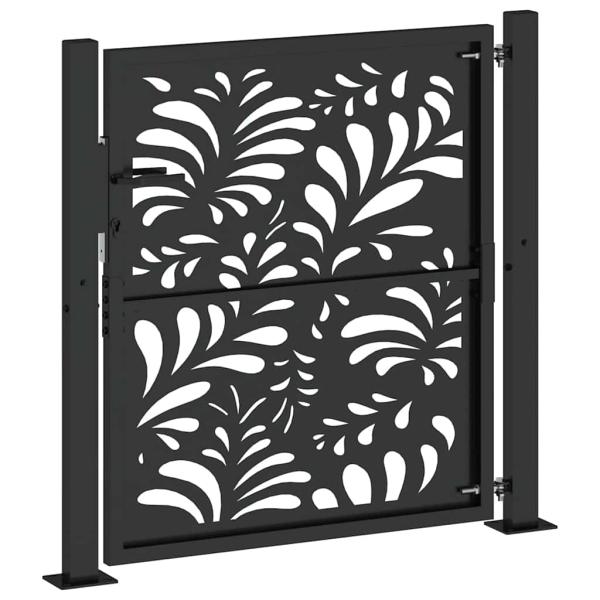 Gartentor Schwarz 105x105 cm Stahl Wellen-Design