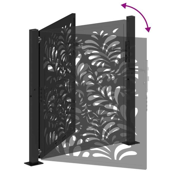 Gartentor Schwarz 105x105 cm Stahl Wellen-Design