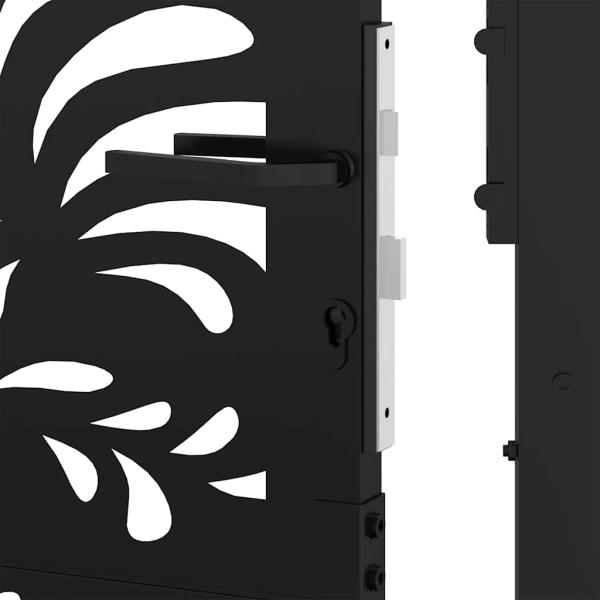 Gartentor Schwarz 105x105 cm Stahl Wellen-Design