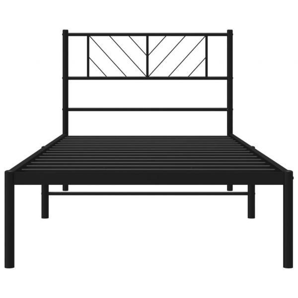 Bettgestell mit Kopfteil Metall Schwarz 90x200 cm