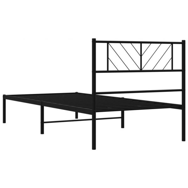Bettgestell mit Kopfteil Metall Schwarz 90x200 cm