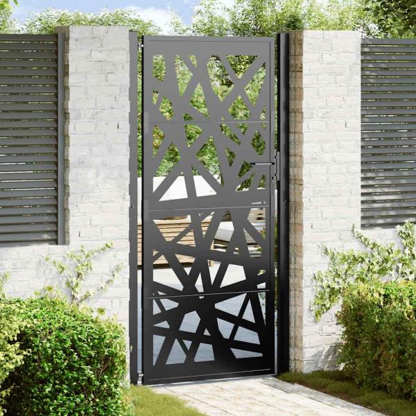 ARDEBO.de - Gartentor Schwarz 105x205 cm Stahl Lichtdesign