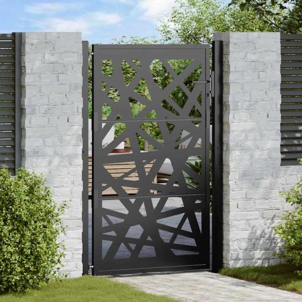 ARDEBO.de - Gartentor Schwarz 105x155 cm Stahl Lichtdesign