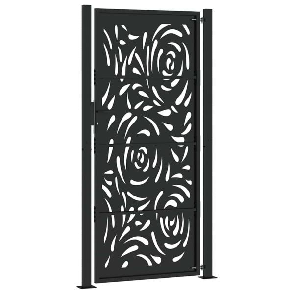 Gartentor Schwarz 100x200 cm Stahl Flammendesign