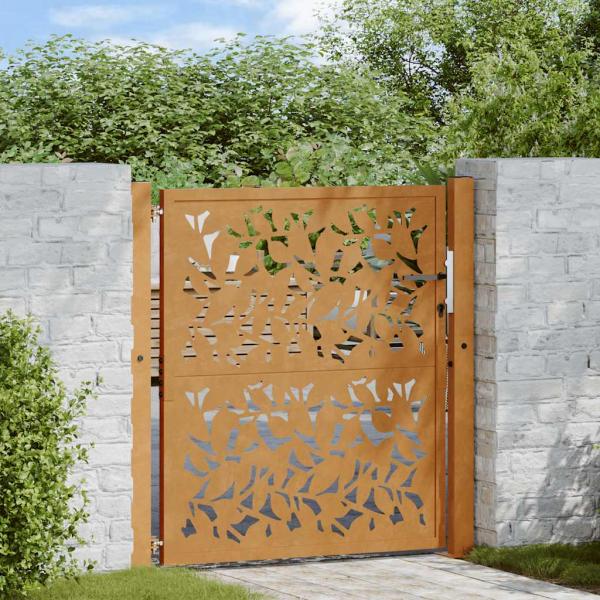 ARDEBO.de - Gartentor 105x105 cm Wetterfester Stahl Blatt-Design