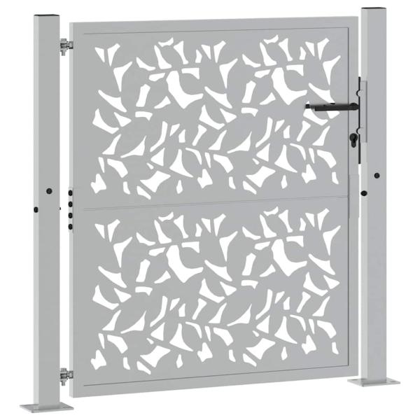 Gartentor 105x105 cm Wetterfester Stahl Blatt-Design