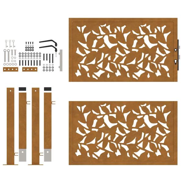 Gartentor 105x105 cm Wetterfester Stahl Blatt-Design