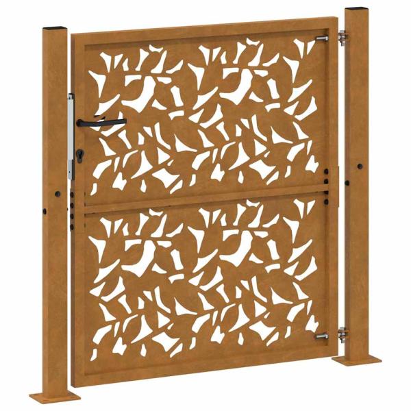 Gartentor 105x105 cm Wetterfester Stahl Blatt-Design