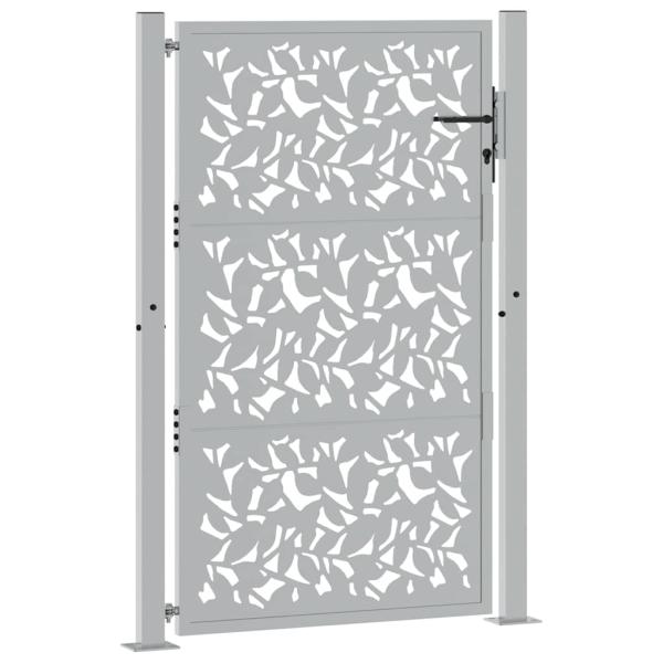 Gartentor 105x155 cm Wetterfester Stahl Blatt-Design