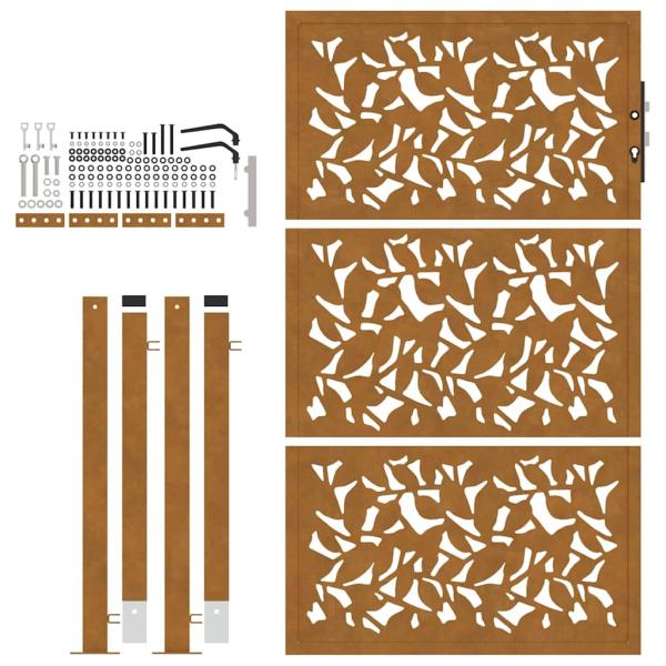 Gartentor 105x155 cm Wetterfester Stahl Blatt-Design