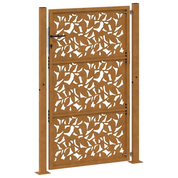 Gartentor 105x155 cm Wetterfester Stahl Blatt-Design