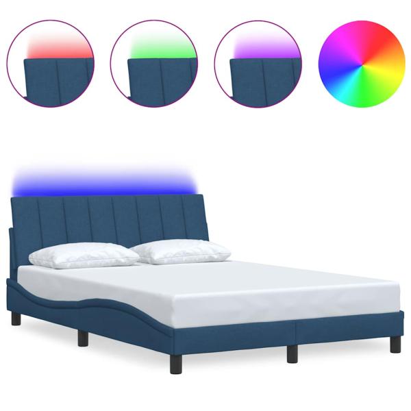 Bettgestell ohne Matratze Blau 140x200 cm Stoff