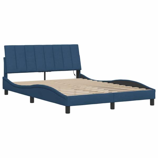 Bettgestell ohne Matratze Blau 140x200 cm Stoff